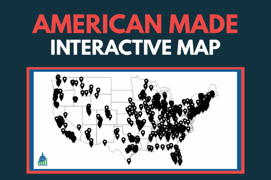 American Made Interactive Map showing U.S.-made product locations across the country.