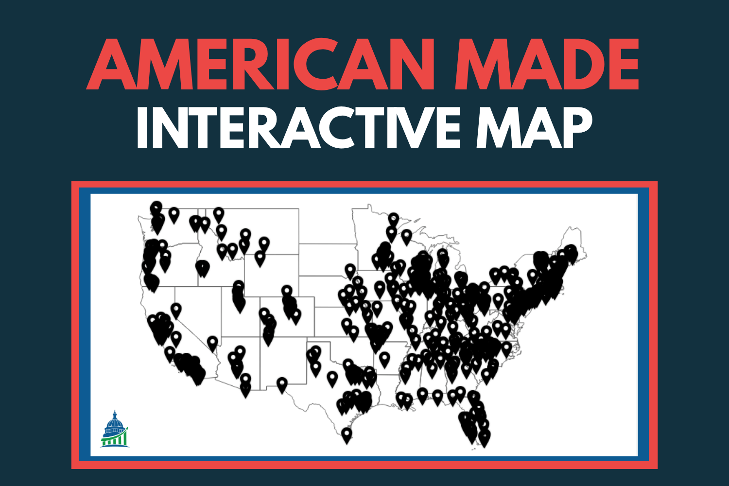 American Made Interactive Map showing U.S.-made product locations across the country.