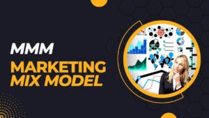 MMM techniques modeling feature image showing marketing mix model concepts and data visualization.
