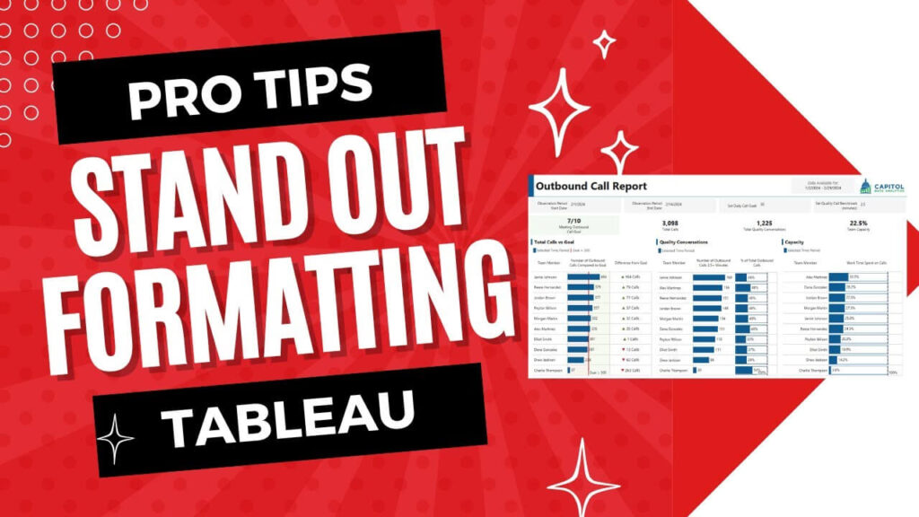 Tableau dashboard formatting tips feature image showing pro tips for standout dashboard design.