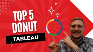 Tableau top 5 donut chart feature image showing video tutorial thumbnail for data visualization.