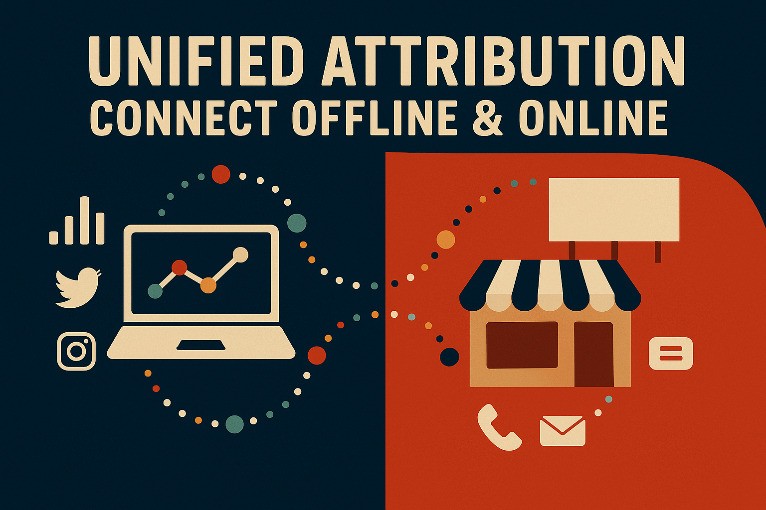 Feature image showing unified attribution connecting offline and online marketing channels for holistic cross-channel attribution.